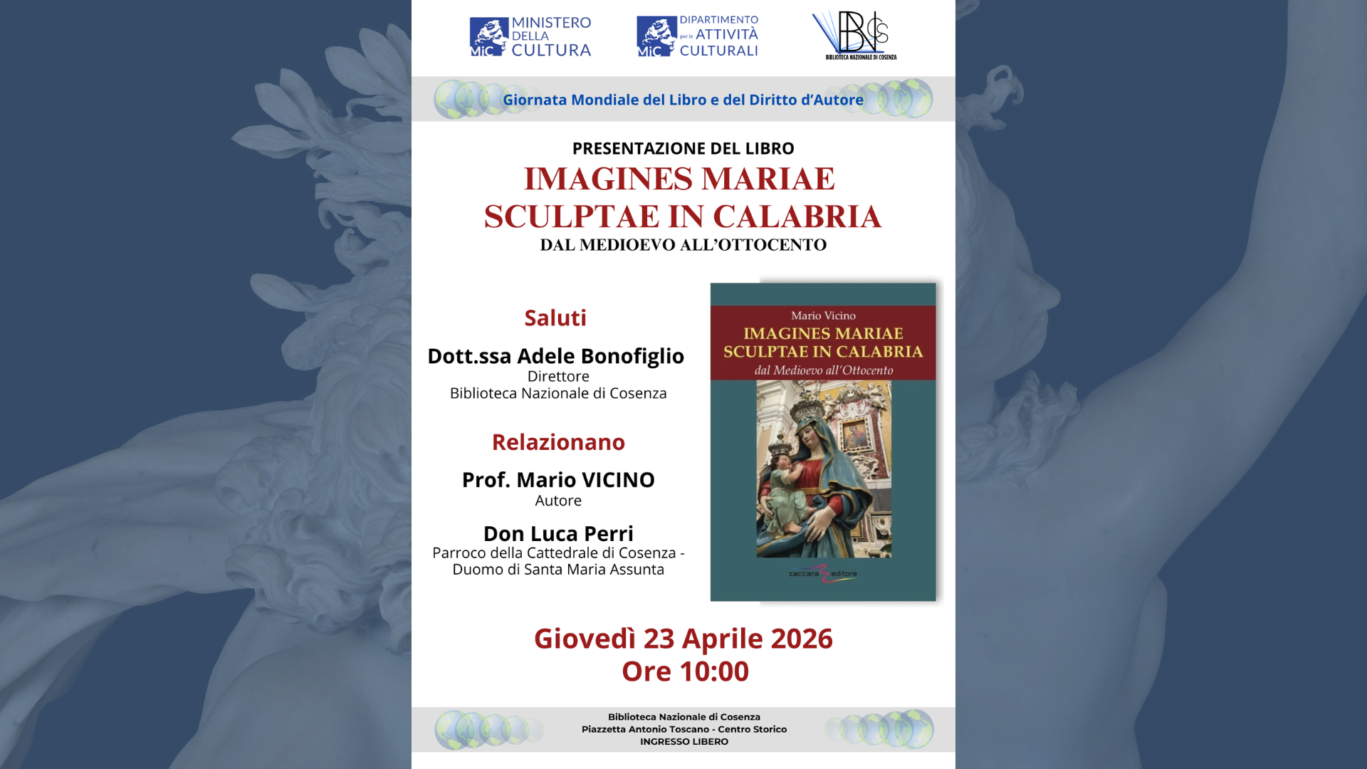 Presentazione del libro "Imagines Mariae sculptae in Calabria" del professore Mario Vicino
